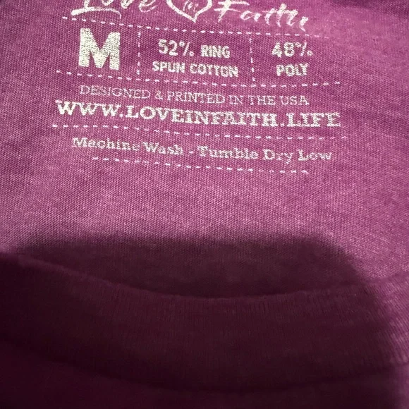 Love in Faith “Faith Hope Love” Graphic Tee | Size Medium | Heather Purple - Picture 4 of 4